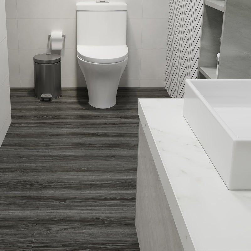 auxua Wood Grain Peel and Stick Floor Tiles - 11.8    Width, Full Roll Length of 590"" - Versatile Design for Any Space, Grey Self Adhesive Vinyl Flooring, Waterproof and Non-Slip Features - Image 5